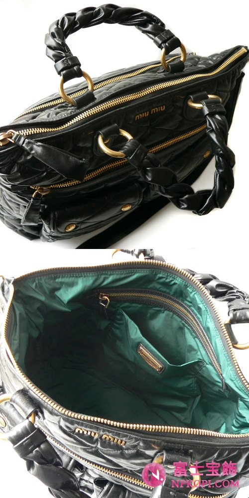 ミュウミュウ miumiu トートバッグ/2Wayショルダーバッグ ストラップ付き キルティングレザー ブラック（NERO） RN0651 TRAPUNTATO SOFT